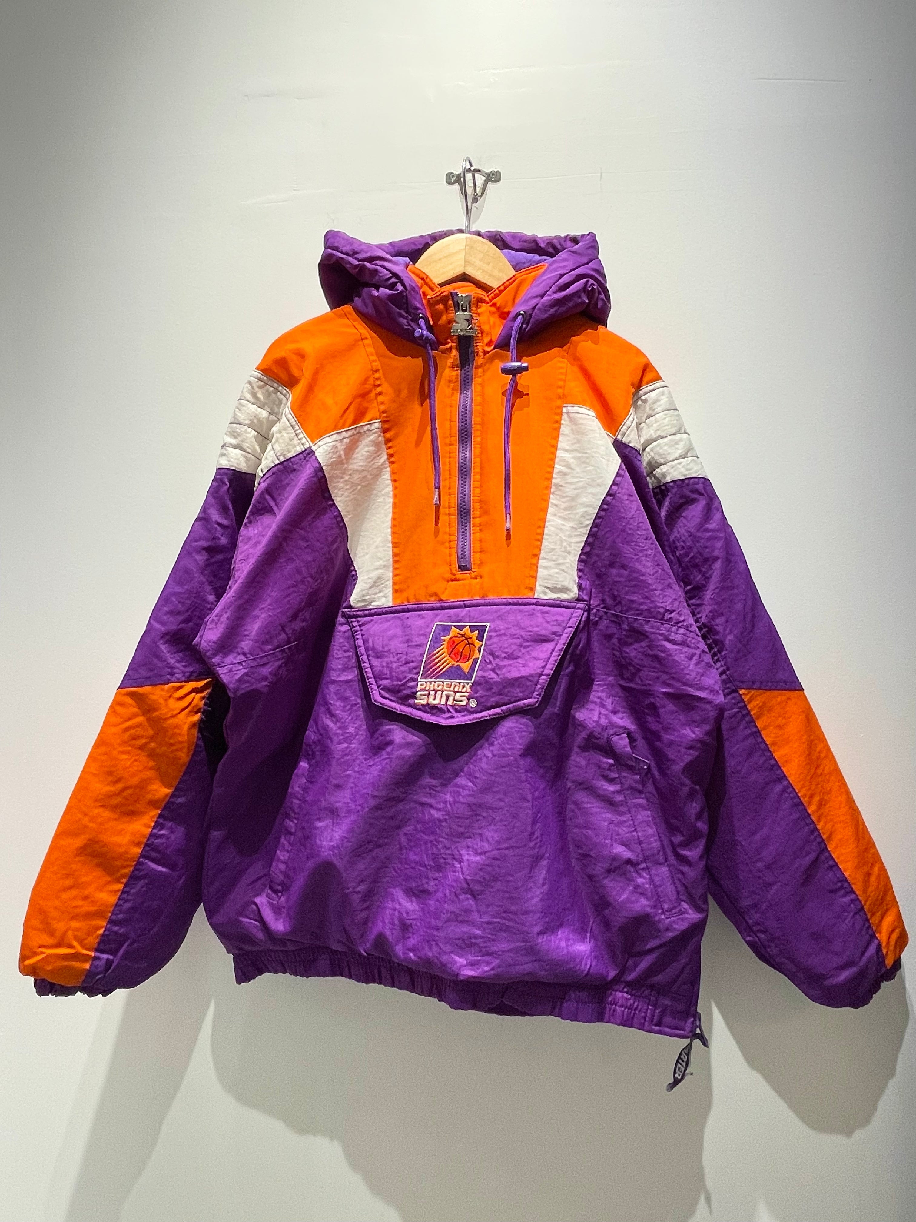 古着】90's NBA フェニックス・サンズ Phoenix Suns ナイロン 中綿 ハーフジップ アノラック ジャケット パープル 紫 –  UNION originals