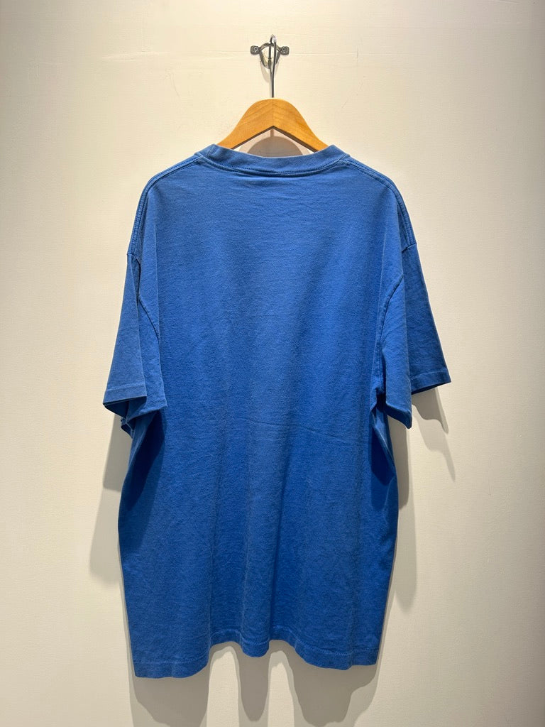 【古着】90'adidas アディダス Tシャツ シングルステッチ ブルー 青