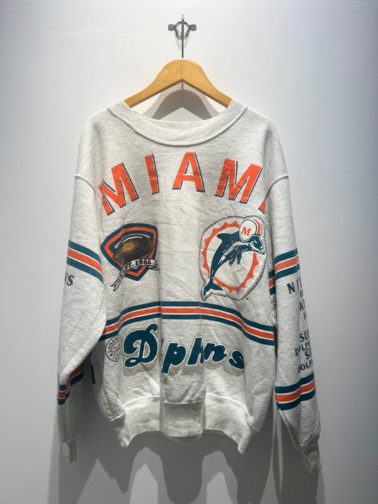 【古着】90's NFL マイアミ・ドルフィンズ Miami Dolphins スウェット トレーナー グレー