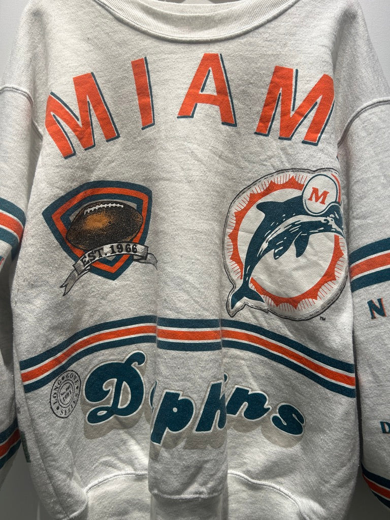 【古着】90's NFL マイアミ・ドルフィンズ Miami Dolphins スウェット トレーナー グレー