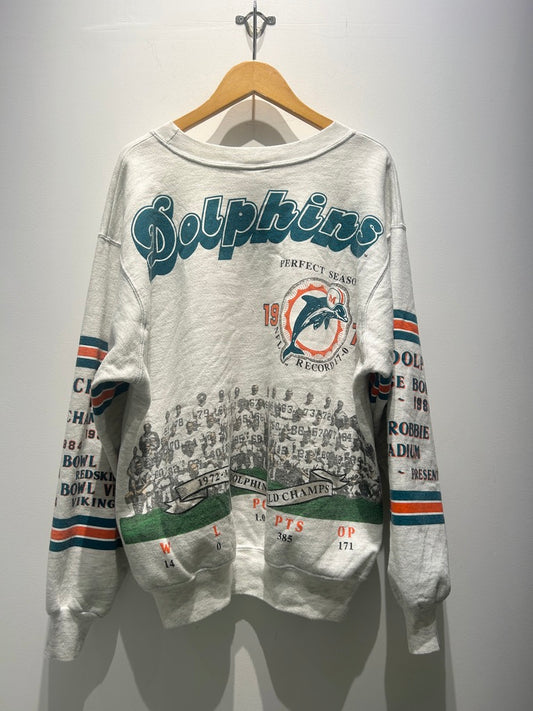 【古着】90's NFL マイアミ・ドルフィンズ Miami Dolphins スウェット トレーナー グレー