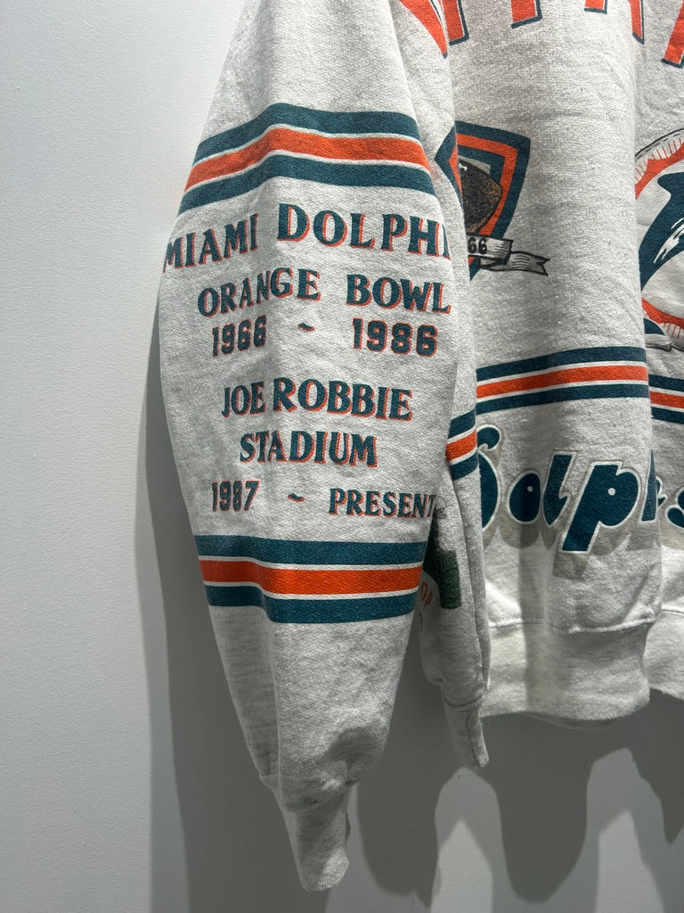 【古着】90's NFL マイアミ・ドルフィンズ Miami Dolphins スウェット トレーナー グレー