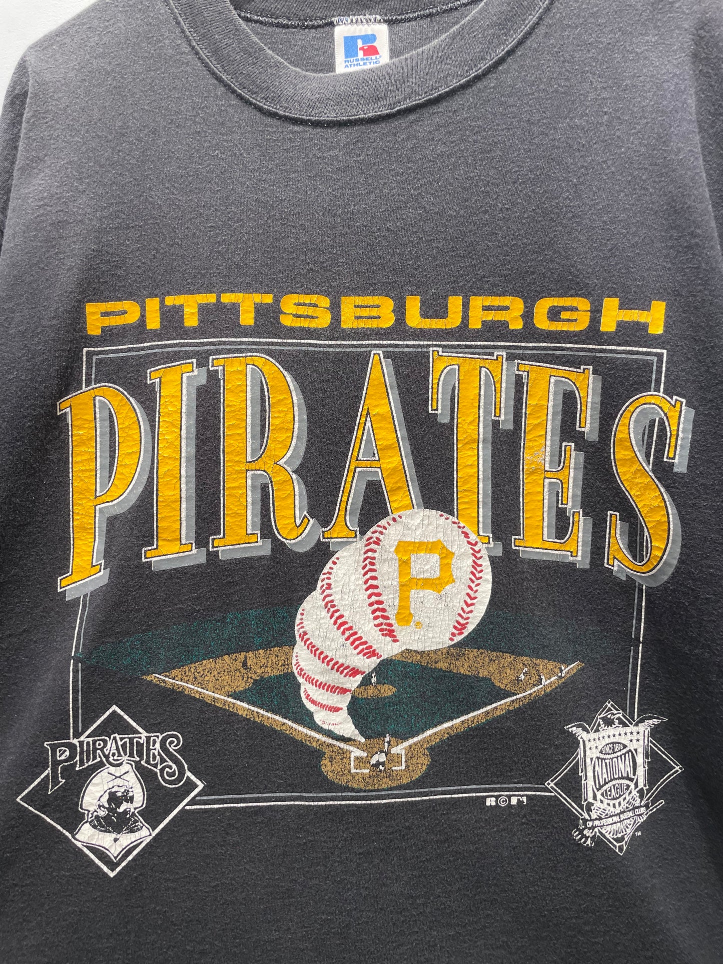 【古着】90's MLB ピッツバーグ・パイレーツ Pittsburgh Pirates Tシャツ シングルステッチ ブラック 黒