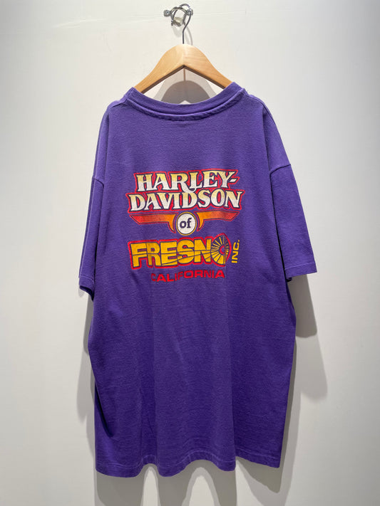 【古着】©️1990 Harley-Davidson ハーレーダビットソン イーグル Tシャツ シングルステッチ パープル 紫