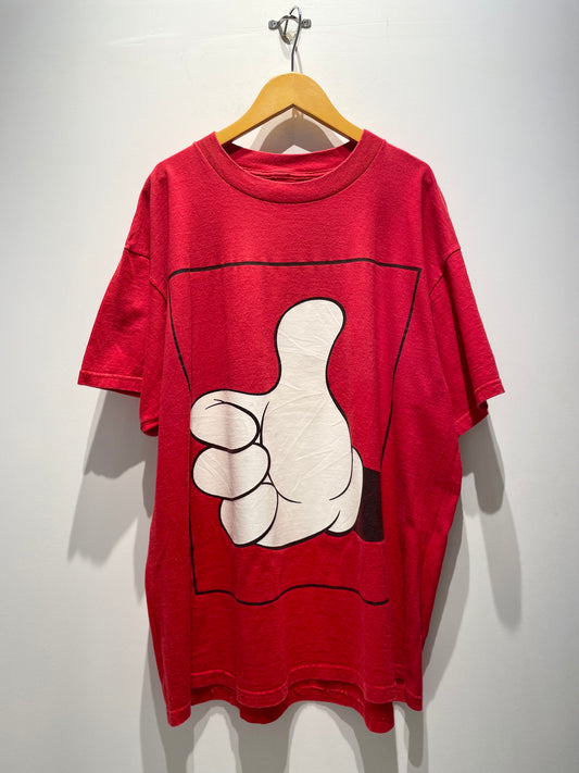 【古着】90's MICKEY ミッキー ハンドサイン サムズアップ Disney ディズニー Tシャツ レッド 赤