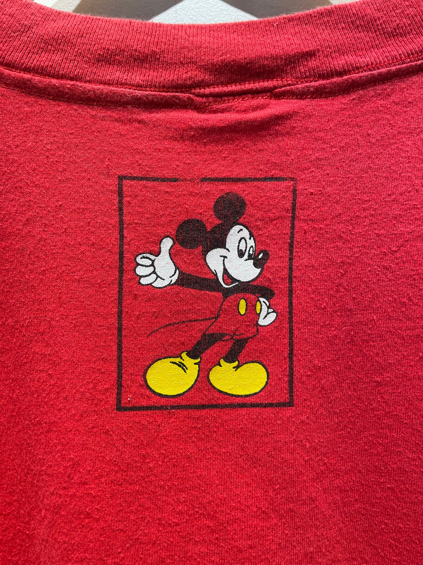 【古着】90's MICKEY ミッキー ハンドサイン サムズアップ Disney ディズニー Tシャツ レッド 赤