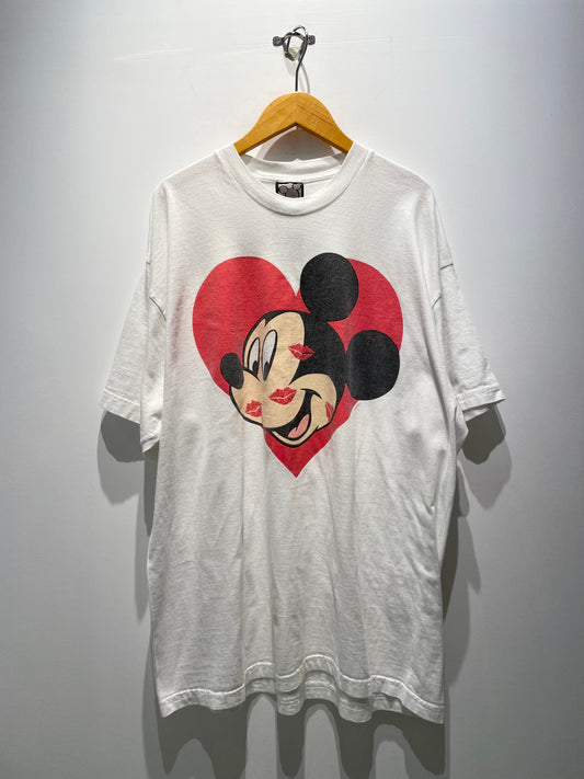 【古着】90's MICKEY ミッキー キスマーク Disney ディズニー Tシャツ ホワイト 白