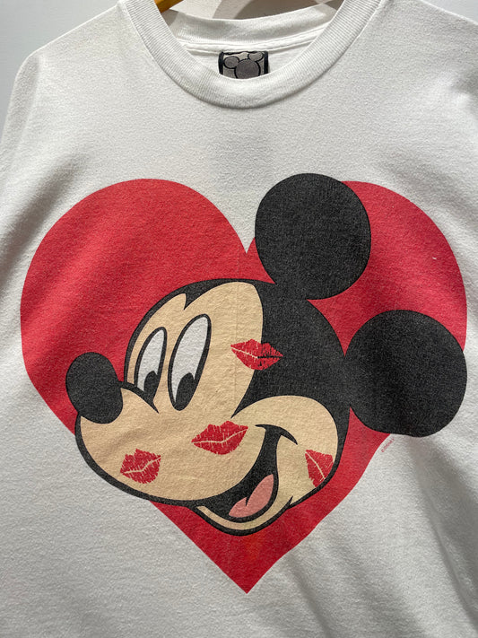 【古着】90's MICKEY ミッキー キスマーク Disney ディズニー Tシャツ ホワイト 白