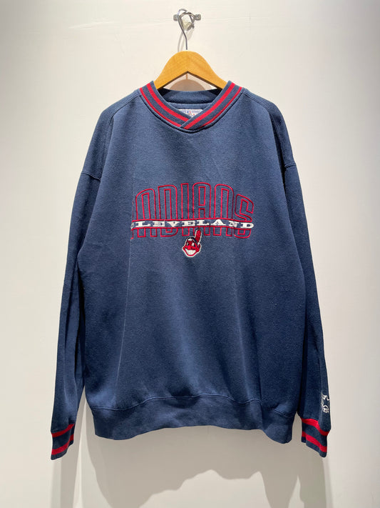 【古着】90's MLB クリーブランド・インディアンス Cleveland Indians スウェット トレーナー ネイビー 紺