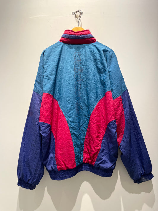 【古着】80's adidas アディダス コットン ナイロン ジャケット ブルー 青 クレイジーパターン