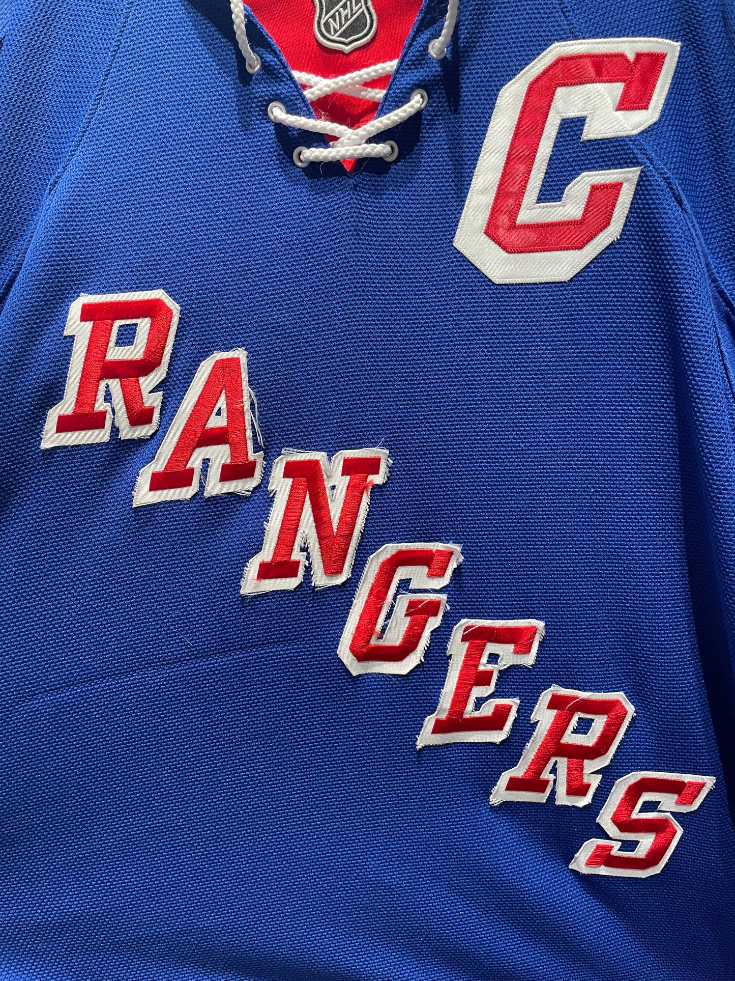 【古着】00's NHL ニューヨーク・レンジャース New York Rangers ホッケーシャツ ユニフォーム ゲームシャツ ジャージ ブルー 青