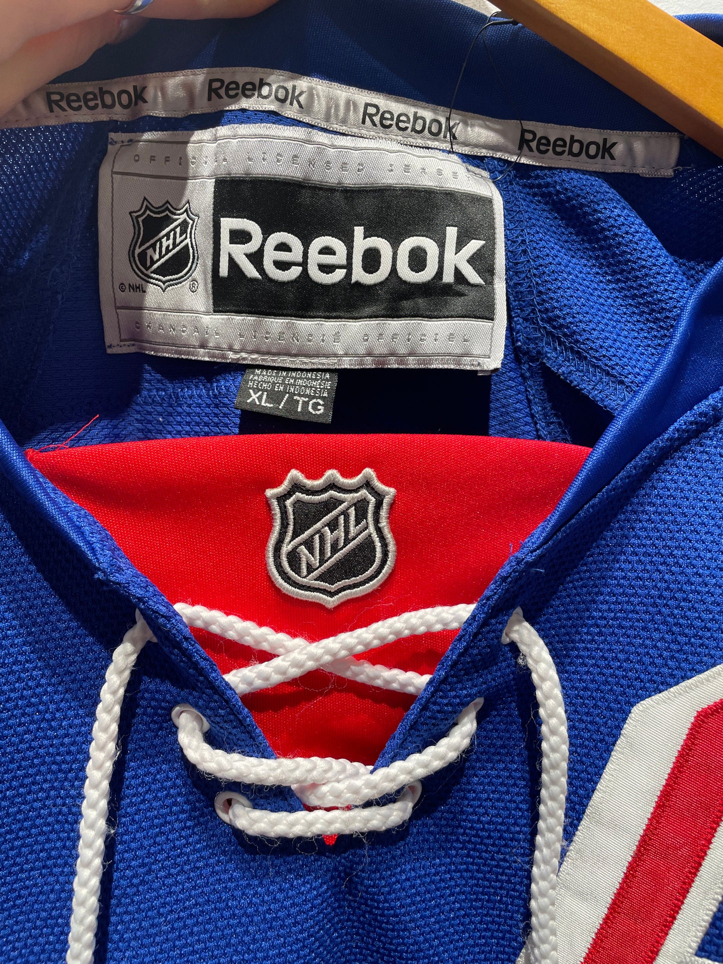 【古着】00's NHL ニューヨーク・レンジャース New York Rangers ホッケーシャツ ユニフォーム ゲームシャツ ジャージ ブルー 青