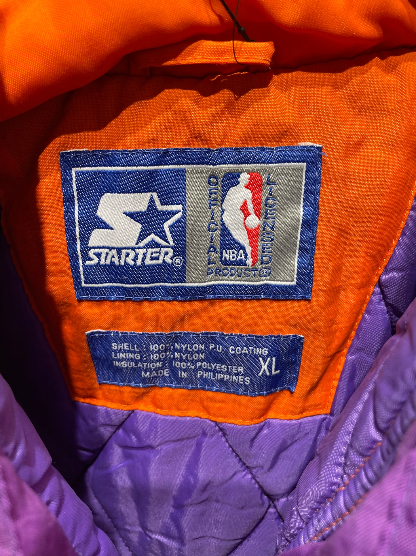 【古着】90's NBA フェニックス・サンズ Phoenix Suns ナイロン 中綿 ハーフジップ アノラック ジャケット パープル 紫