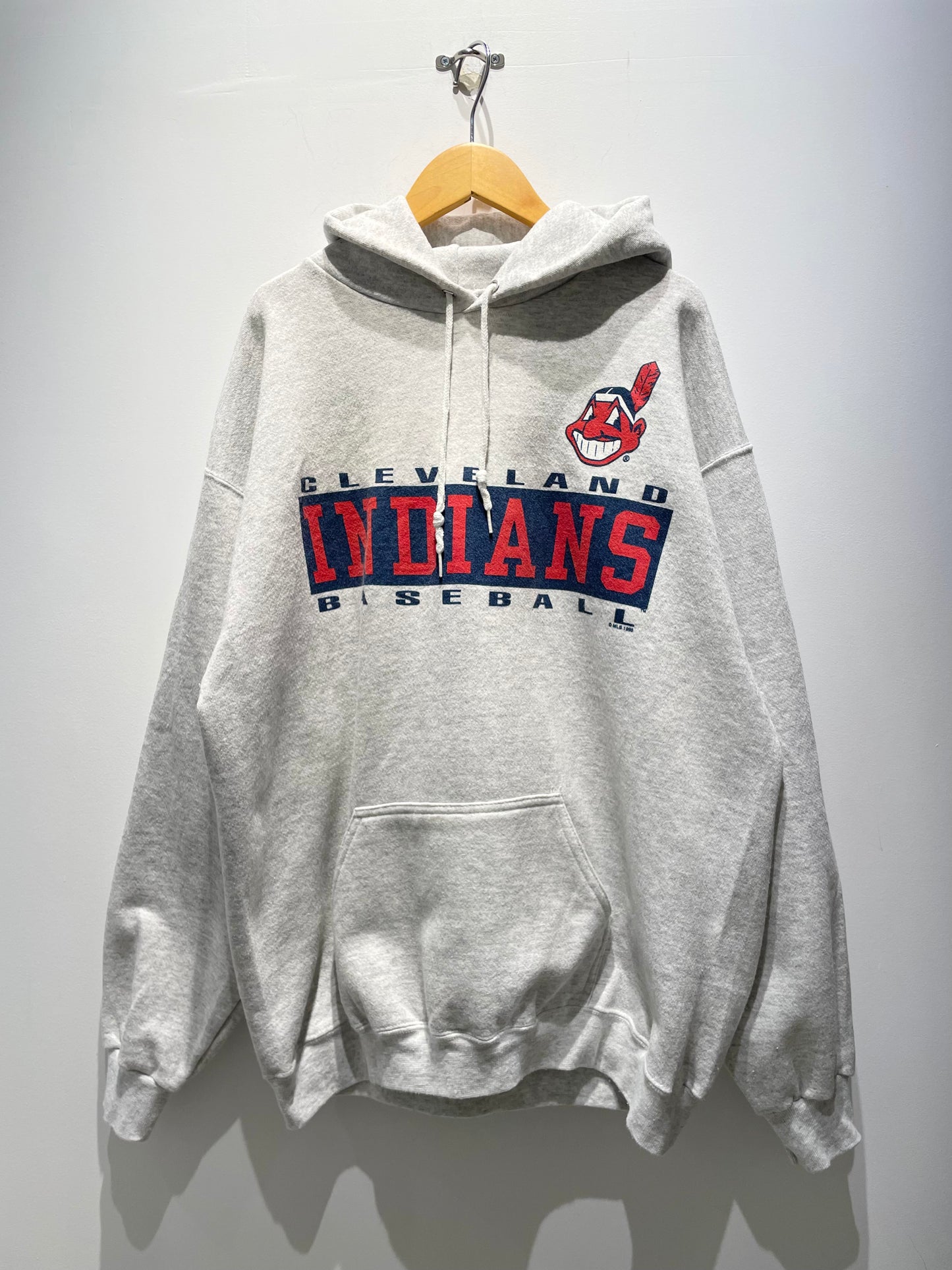 【古着】©️1995 MLB クリーブランド・インディアンス Cleveland Indians パーカー フーディー グレー