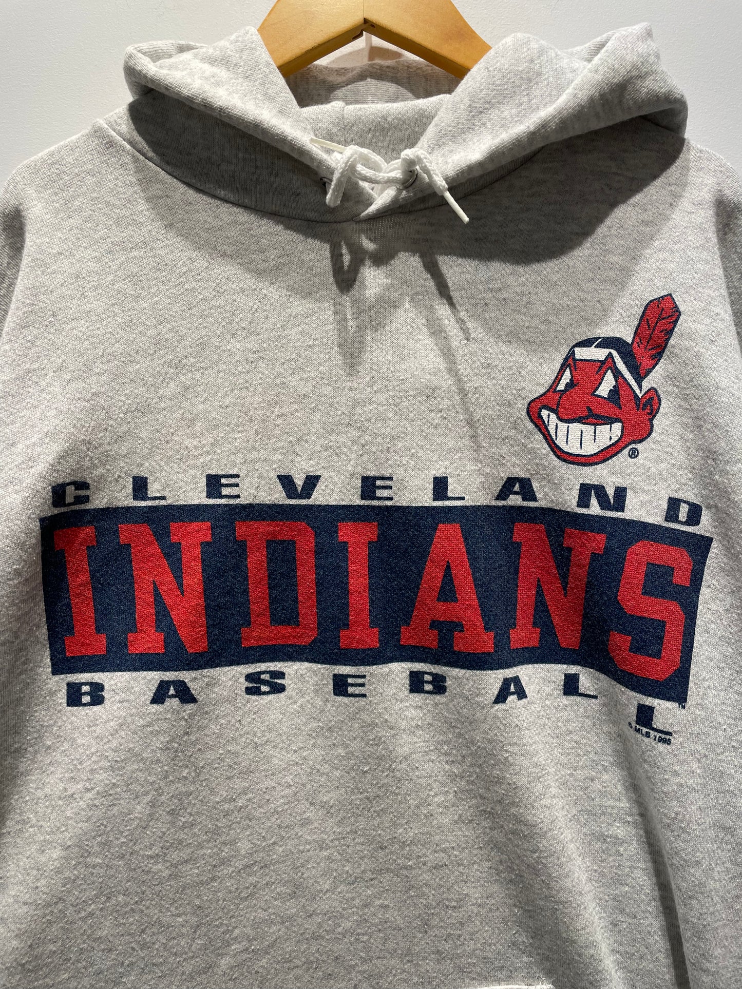 【古着】©️1995 MLB クリーブランド・インディアンス Cleveland Indians パーカー フーディー グレー