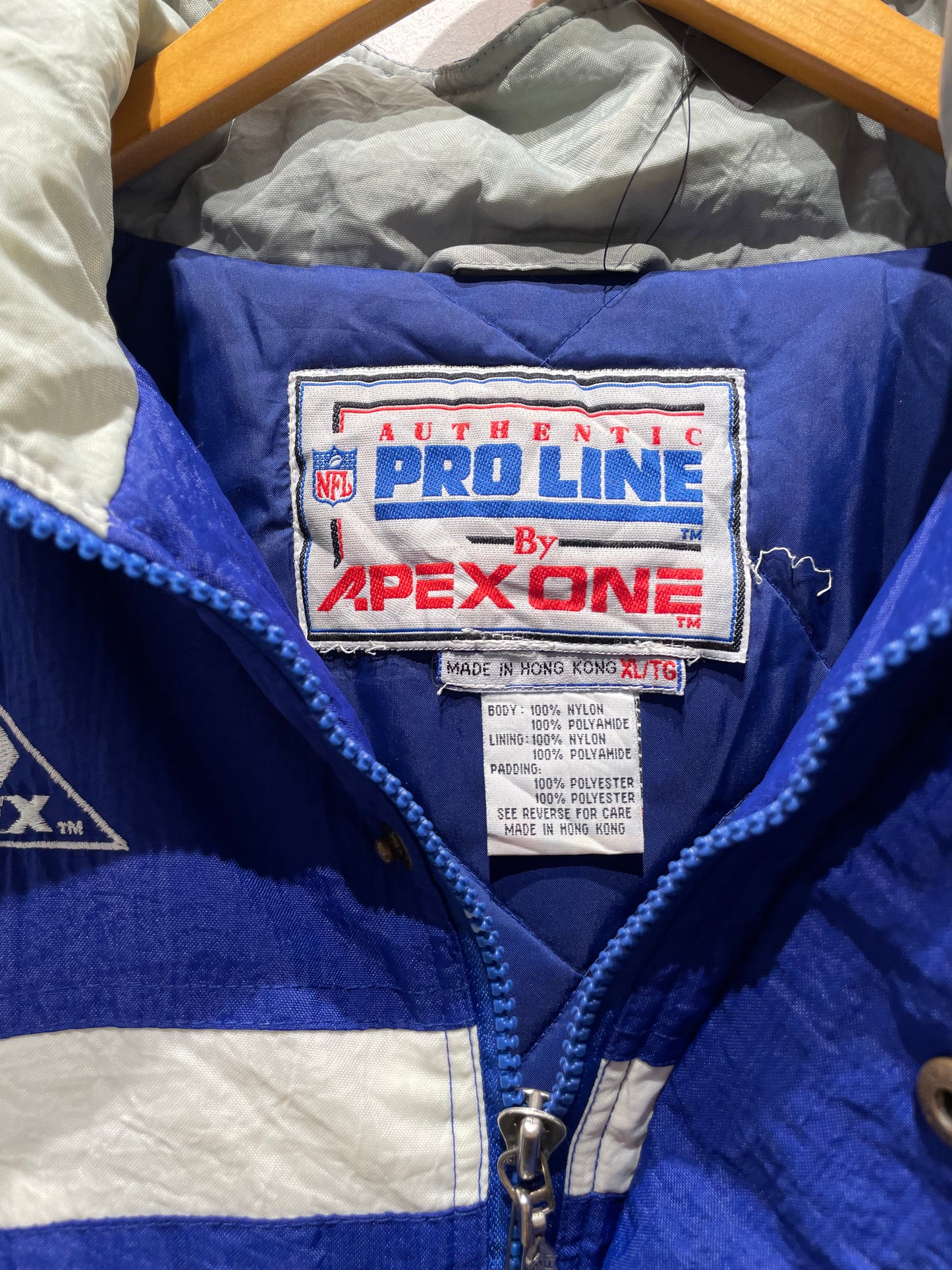 【古着】90's NFL ダラス・カウボーイズ Dallas Cowboys ナイロン 中綿 ハーフジップ アノラック ジャケット ブルー 青