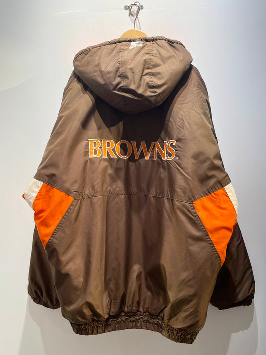 【古着】90's NFL クリーブランド・ブラウンズ Cleveland Browns ナイロン 中綿 ジャケット ブラウン 茶色