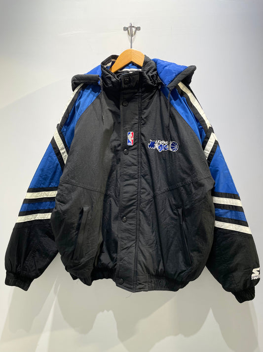 【古着】90's NBA オーランド・マジックOrlando Magic デッドストック ナイロン 中綿 ジャケット ブラック 黒