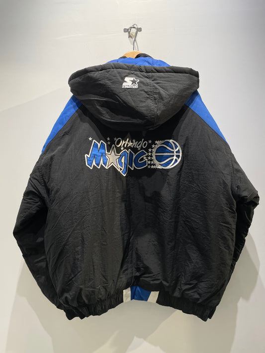 【古着】90's NBA オーランド・マジックOrlando Magic デッドストック ナイロン 中綿 ジャケット ブラック 黒