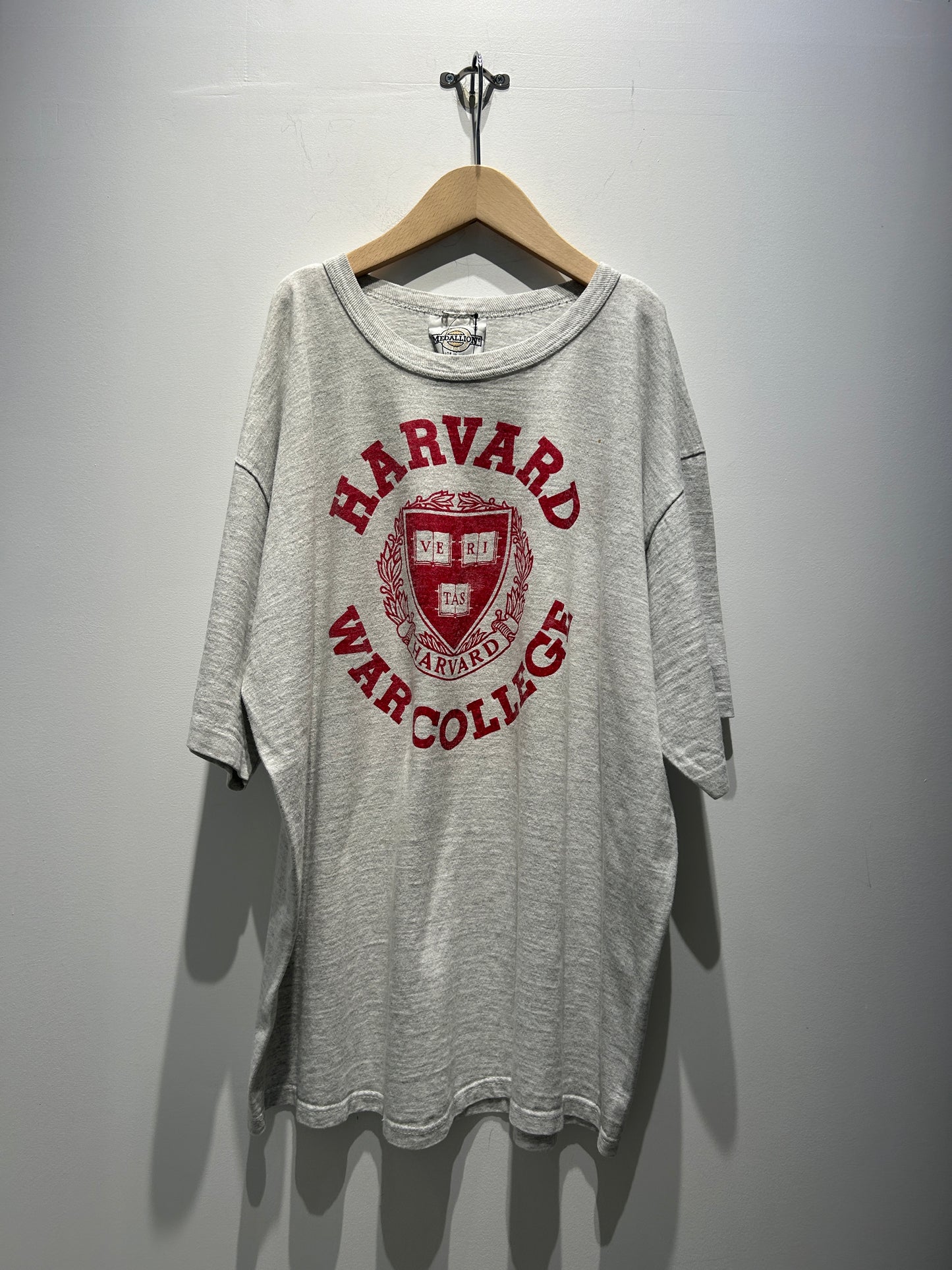 【古着】90s HARVARD COLLEGE ハーバード大学 Tシャツ  霜降りグレー