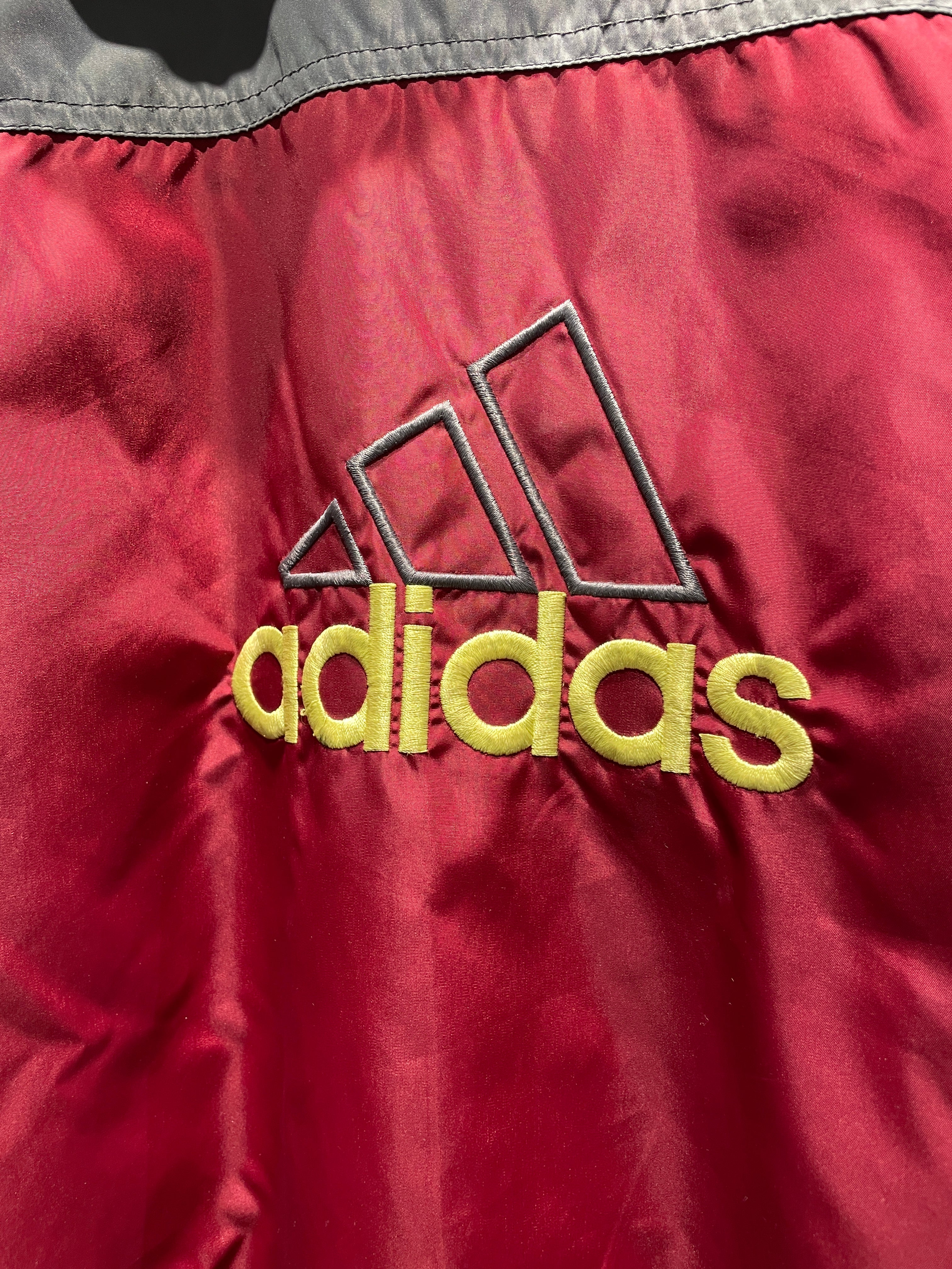 【古着】90's adidas アディダス 中綿ナイロンジャケット 裏フリース パデットジャケット