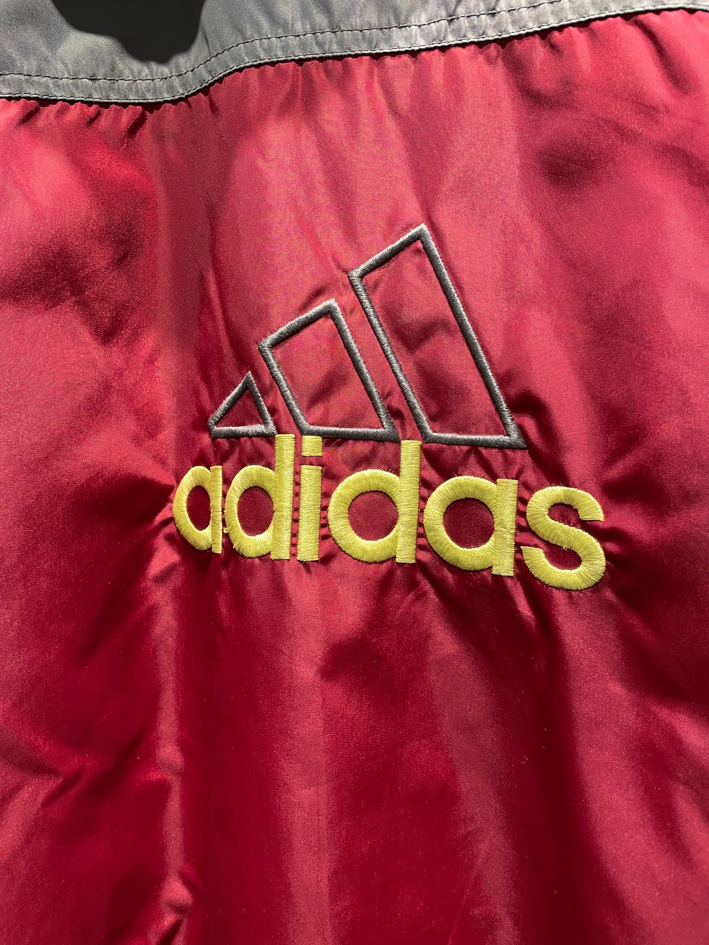 【古着】90's adidas アディダス 中綿ナイロンジャケット 裏フリース パデットジャケット
