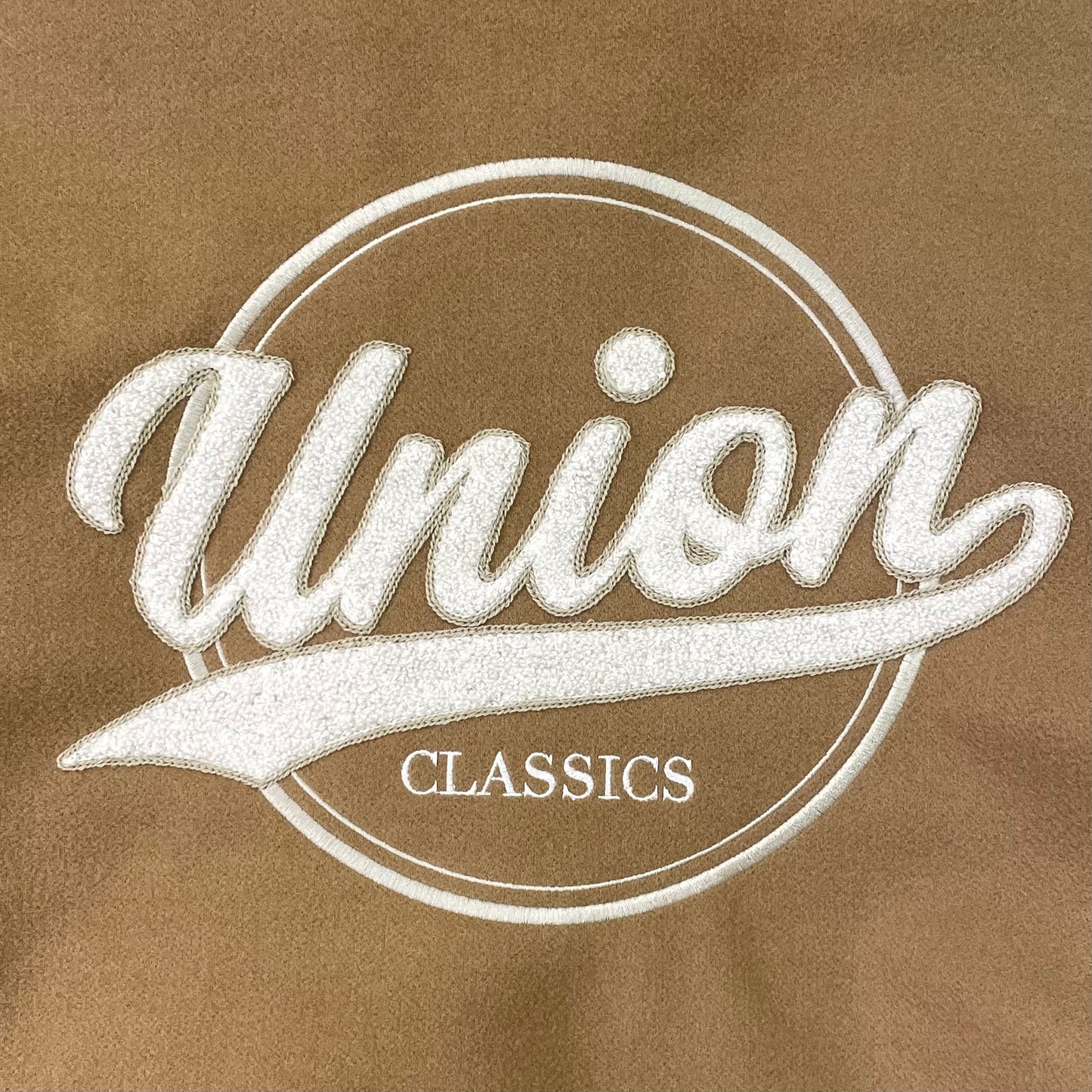 【UNION originals - ユニオンオリジナルス】League Logo Varsity Jacket / Beige (リーグロゴ ヴァーシティ ジャケット/ベージュ)