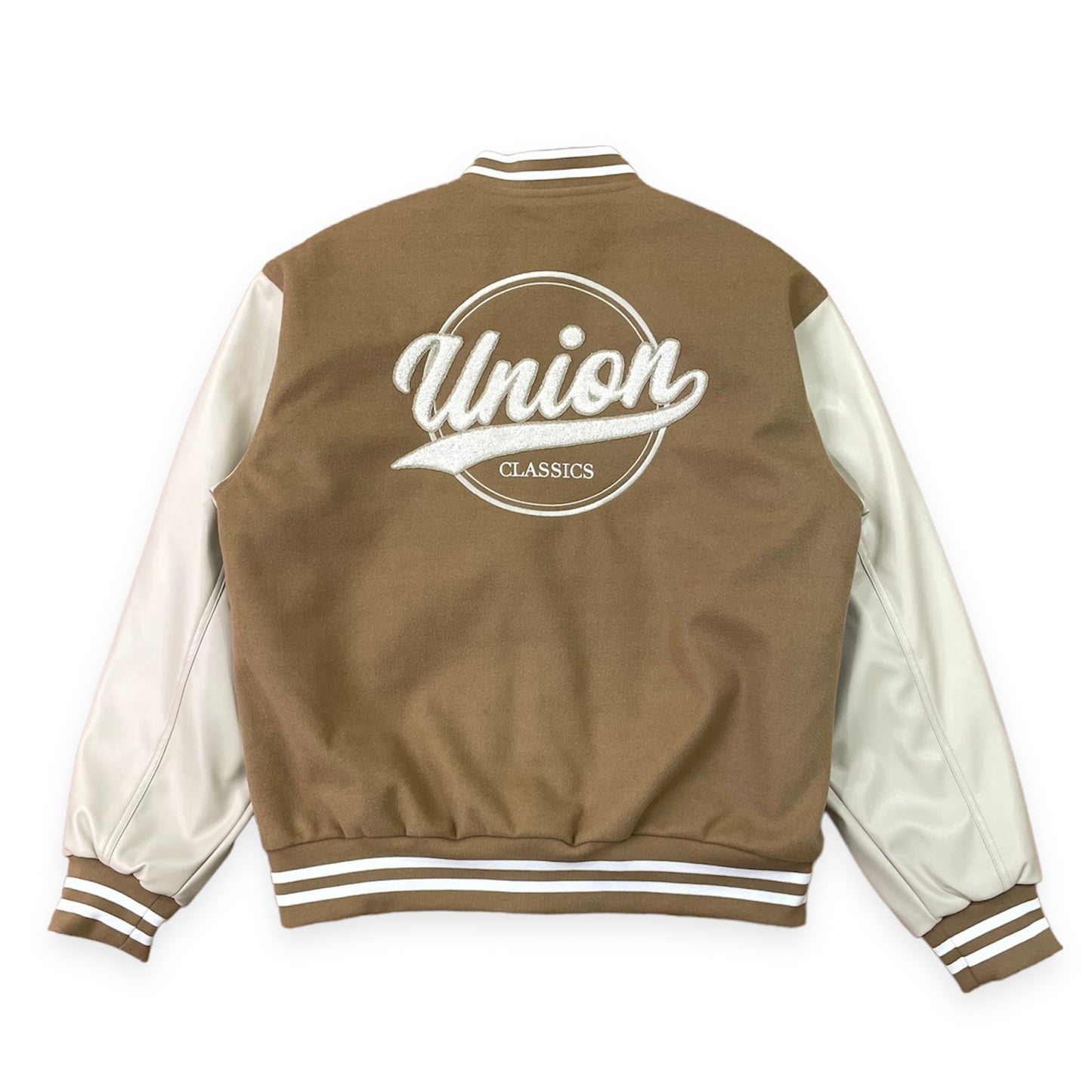 【UNION originals - ユニオンオリジナルス】League Logo Varsity Jacket / Beige (リーグロゴ ヴァーシティ ジャケット/ベージュ)